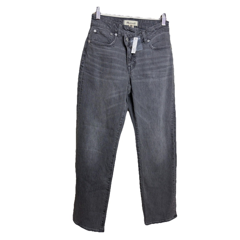 Madewell‎ Curvy 90's Straight Jean Gray Asymmetrical Button Size 25P NWT